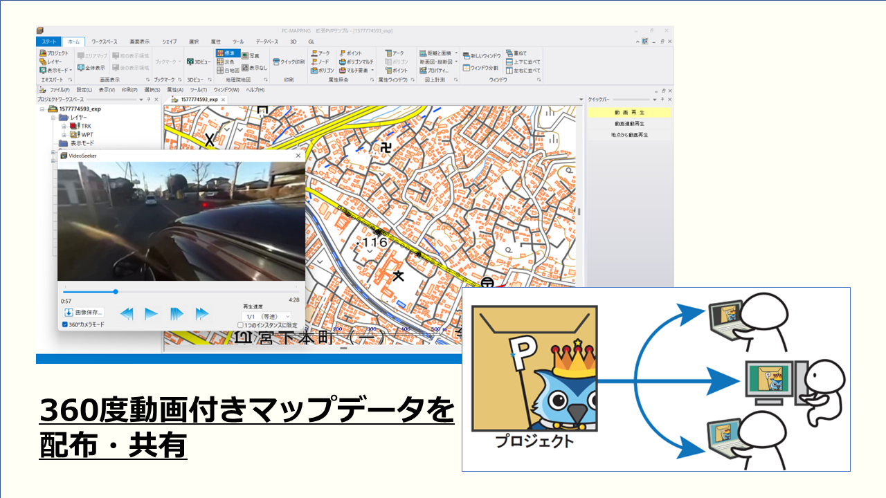 360度動画付きマップデータを配布・共有